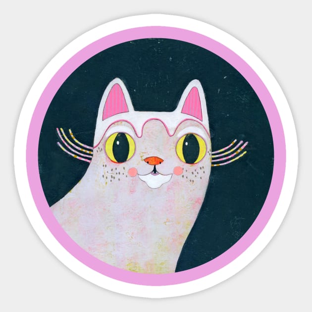 White Cat Sticker by jenniferdavisart